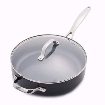 Caraway Sauté Pan in White with Gold Handle