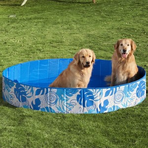 Joyfy 48/63" Foldable Dog Pet Pool, Portable Thick PVC Kiddie Pool, Kiddie Bathing Tub Indoor Outdoor with Drain for Pets and Backyard Play with Kids - 1 of 4
