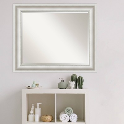 34" x 28" White Ornate Framed Bathroom Vanity Mirror
