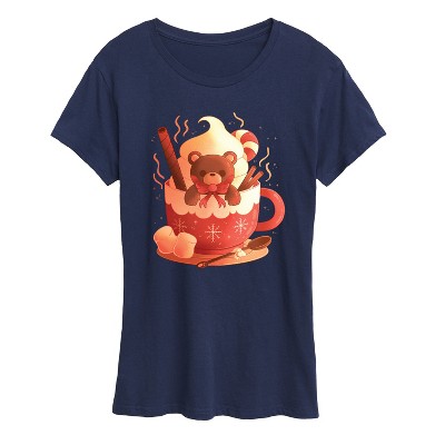 Women's - Instant Message - Holiday Bear Cocoa Mug Short Sleeve Graphic T-Shirt