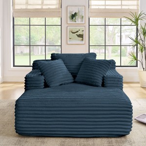 Okak Modern Comfy Chaise Lounge Sleeper Sofa Bed with Pillows,Corduroy Upholstered Deep Seat Futon Sofa Couch for Living Room - 1 of 4
