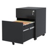 Vynxaria Black 2-Drawer Mobile File Cabinet - Versatile Utility Storage Cabinets with Lock and Casters - 3 of 4