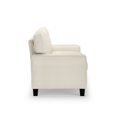 Buttercream Fabric Track Arm Loveseat with Removable Cushions