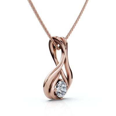 Pompeii3 1/5Ct Solitaire Lotus Diamond Pendant 14k Gold 18" Necklace Lab Created