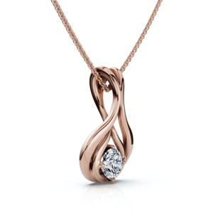 Pompeii3 1/5Ct Solitaire Lotus Diamond Pendant 14k Gold 18" Necklace Lab Created - 1 of 2