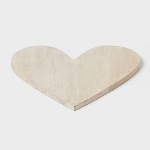 Valentine's Day Wooden Heart Serving Platter White - Threshold™