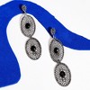 SOHI Women's Intricate Stone Oval Long Drop Earrings - 2 of 4