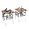 Racxily Set of 2 Modern Tea Tables, Tempered Glass Top with MDF Layer for Living Room - 2 of 4
