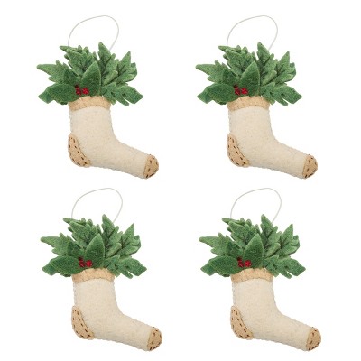 Park Designs White Socks Felt Ornament Set of 4