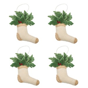 Park Designs White Socks Felt Ornament Set of 4 - 1 of 3