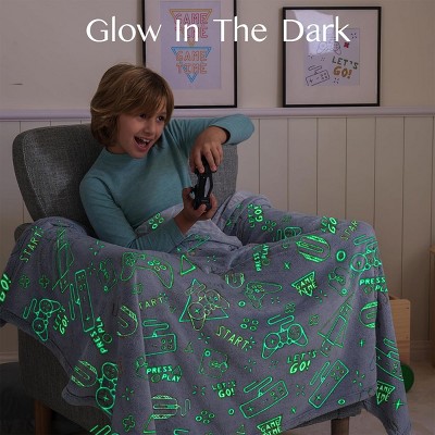 Glow in the Dark Gray Flannel Gaming Blanket 50" x 60"