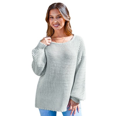 Women's Gray Long Sleeve Sweater - Cupshe