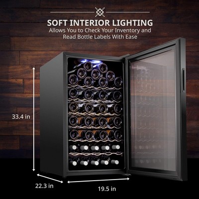 Ivation Black Freestanding Wine Cooler with Interior Lighting