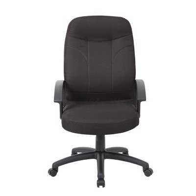 Ergonomic Executive Swivel Office Chair with Lumbar Support, Black Fabric and Wood
