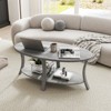 Tangkula 2-Tier Oval Coffee Table w/ Storage Shelf Rubber Wood Accent Tea Table - 2 of 4