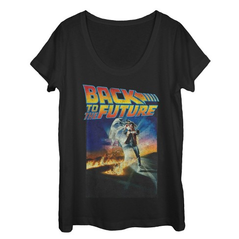 Popgear Back To The Future Movie Poster Women's Boyfriend Fit T-Shirt Black Camiseta para Mujer 