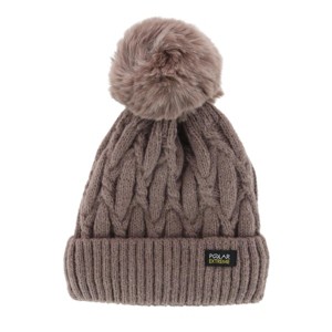 Polar Extreme Girl's Insulated Thermal Cable Knit Winter Cuff Beanie with Pom - 1 of 2