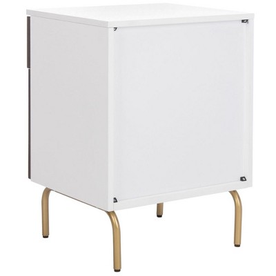 Transitional Genevieve Mahogany Nightstand with Gold Metal Legs