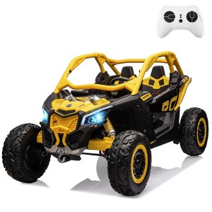 2 Seater Ride on UTV Car, Licensed Can-Am Electric Off-Road Car, 4WD Kids Truck w/Remote Control, 2 * 24V 7AH Batteries,4 * 200W Motor, 23" Large Seat - 1 of 4