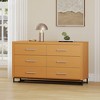 YONWAY 6-Drawer Dresser Bedroom Storage Organizer Furniture Wide Chest of Drawers with Iron Legs for Living Room, Hallway, Entryway, Maple - 4 of 4