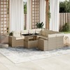 vidaXL Patio Sofa Set with Cushions Outdoor Furniture 9 Piece Poly Rattan - Beige and Cream Without Storage - 2 of 4