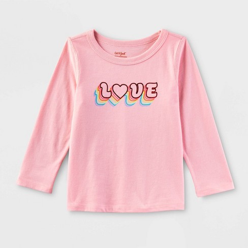 Toddler Kids' Adaptive Long Sleeve Valentine's Day 'Love' Graphic T-Shirt -  Cat & Jack™ Pink 2T