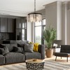 LNC Hemaaolay 3-Lights 16" Modern Drum Small Chandelier, Matte Black and Mercury Glass - 4 of 4
