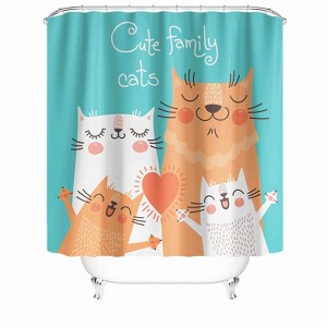 Cat Family Shower Curtains for Bathroom Waterproof Fabric Bath Curtain Durable Soft Stylish Bathroom Decor 72x72 Inch - 1 of 1