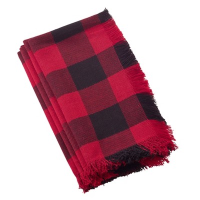 Saro Lifestyle Buffalo Plaid And Fringe Cotton Table Napkins (set Of 4 ...