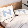 Deny Designs Standard April Lane Art Block Blue Monogram N Microfiber Printed Pillow Sham - 2 of 3