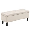 Airsurfer Storage Ottoman Bench with Wood Legs, Button-Tufted Linen Seat, Rivet Design, High-Density Sponge, Hidden Storage for Bedroom - 4 of 4