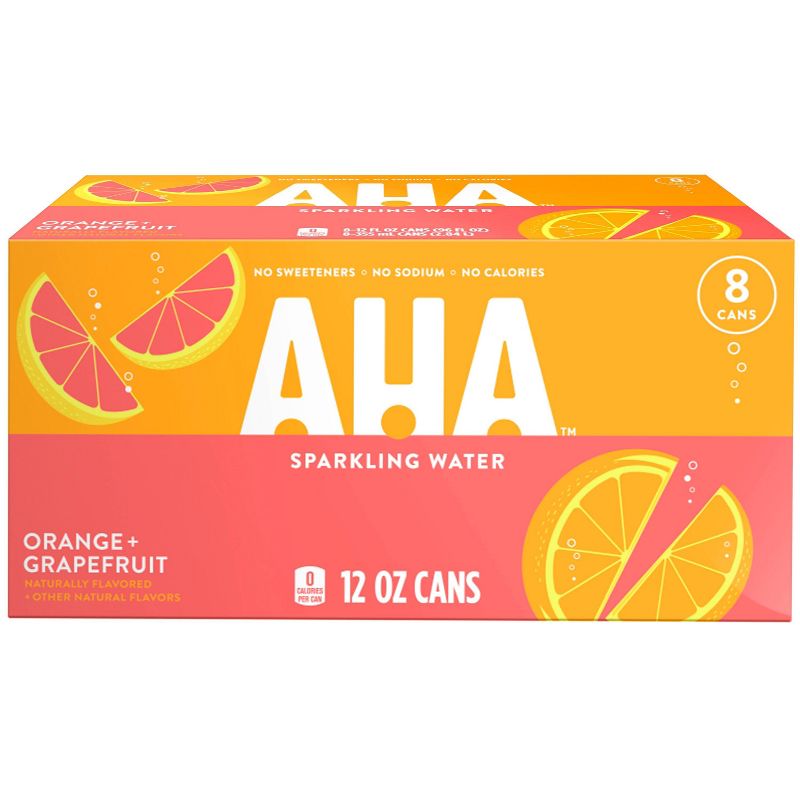 AHA Orange + Grapefruit Sparkling Water - 8pk/12 fl oz Cans, 2 of 11