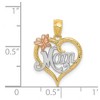 Black Bow Jewelry 14k Two Tone Gold and White Rhodium Mom Heart Butterfly Pendant, 15mm - 4 of 4