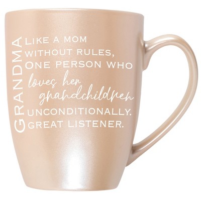 Grandma: Like A Mom Without Rules, One Person Who Loves Precious Pearl 10 ounce New Bone China Coffee Cup Mug