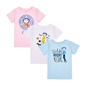 Coraline Twitchy Witchy Girl's Crew Neck Short Sleeve 3-Pack T-shirt - 1 of 4