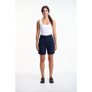 Lafidi Women’s Avia Hi-Rise Bermuda Shorts with Pleated Front and Sleek Pockets for a Polished, Professional Look - 1 of 4