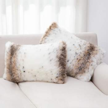 Cheer Collection Luxuriously Soft Faux Fur Throw Pillow With Inserts, Set  Of 2 - Marble Chocolate (18” X 18”) : Target