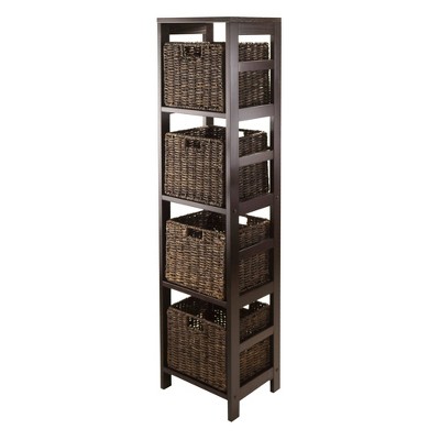 5pc Granville Storage Set with 4 Tier Shelf and Baskets Espresso Brown - Winsome