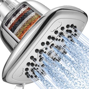 Cobbe Filtered 7 Modes High Pressure Shower Heads, 16 Stage Shower Head Filter for Hard Water for Remove Chlorine, Chrome, 6 Inch Square - 1 of 4