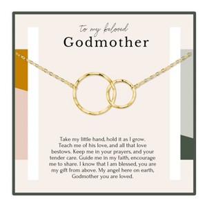 HOPE LOVE SHINE Godmother Necklace 2 Ring Gold Jewelry– Godmother Baptism Gift from Godchild or Goddaughter - 1 of 4