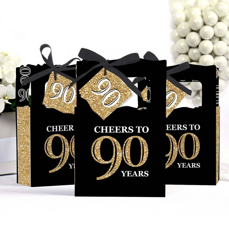 Big Dot of Happiness Adult 90th Birthday - Gold - Birthday Party Favor Boxes - Set of 12, 3 of 6
