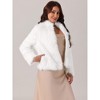 Seta T Women's Fleece Cropped Faux Fur Long Sleeve Pockets Shaggy Warm Winter Jacket - 2 of 4