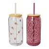 Zak Designs 2pc 20 fl oz Glass Hadley Tumblers with Lid and Straw - 2 of 4