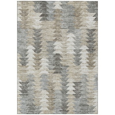Taupe Beige And Tan Geometric Washable Indoor Outdoor Area Rug