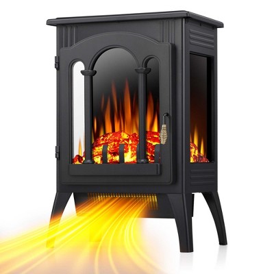 R.W.FLAME Electric Fireplace Stove, Freestanding Fireplace Heater with Realistic Flame, Indoor Electric Stove Heater with Overheating Safety System