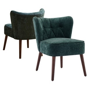 Modern Wingback Chair - Armless Lounge Chair with Wood Legs, Upholstered Makeup Vanity Tufted Side Chair, Fabric Comfy, for Living Room Bedroom Patio - 1 of 4