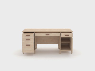 Whitaker Point Executive Desk Natural Maple Sauder: Home Office
