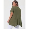 Agnes Orinda Women's Plus Size Ribbed Crew Neck Asymmetrical Hem Flowy Knit Casual Tunic Tops - 4 of 4
