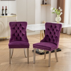 Modern Upholstered Dining Chairs Set of 2, Dining Chairs with High Back,Velvet Cushion Dining Chairs for Kitchen or Dining Room-Maison Boucle - 1 of 4