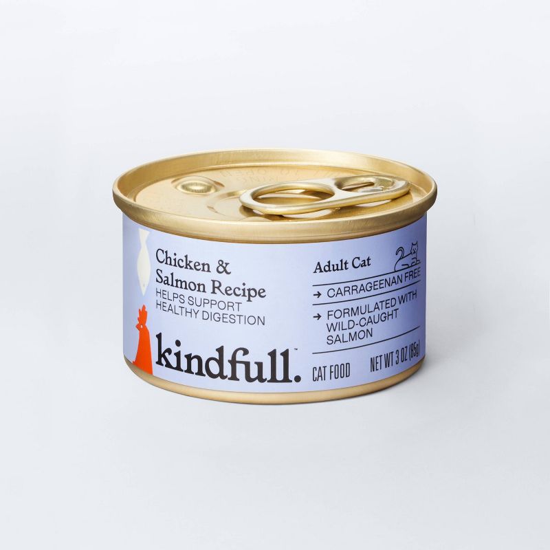 Chicken and Salmon Pate Recipe for Healthy Digestion Wet Cat Food - Kindfull™ 3oz, 1 of 9